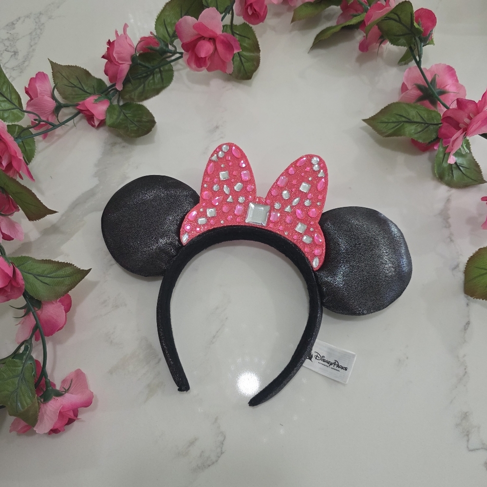 Official Disney Mini Mouse Ears With Pink Gemstone Bow Tie‎ 🎀